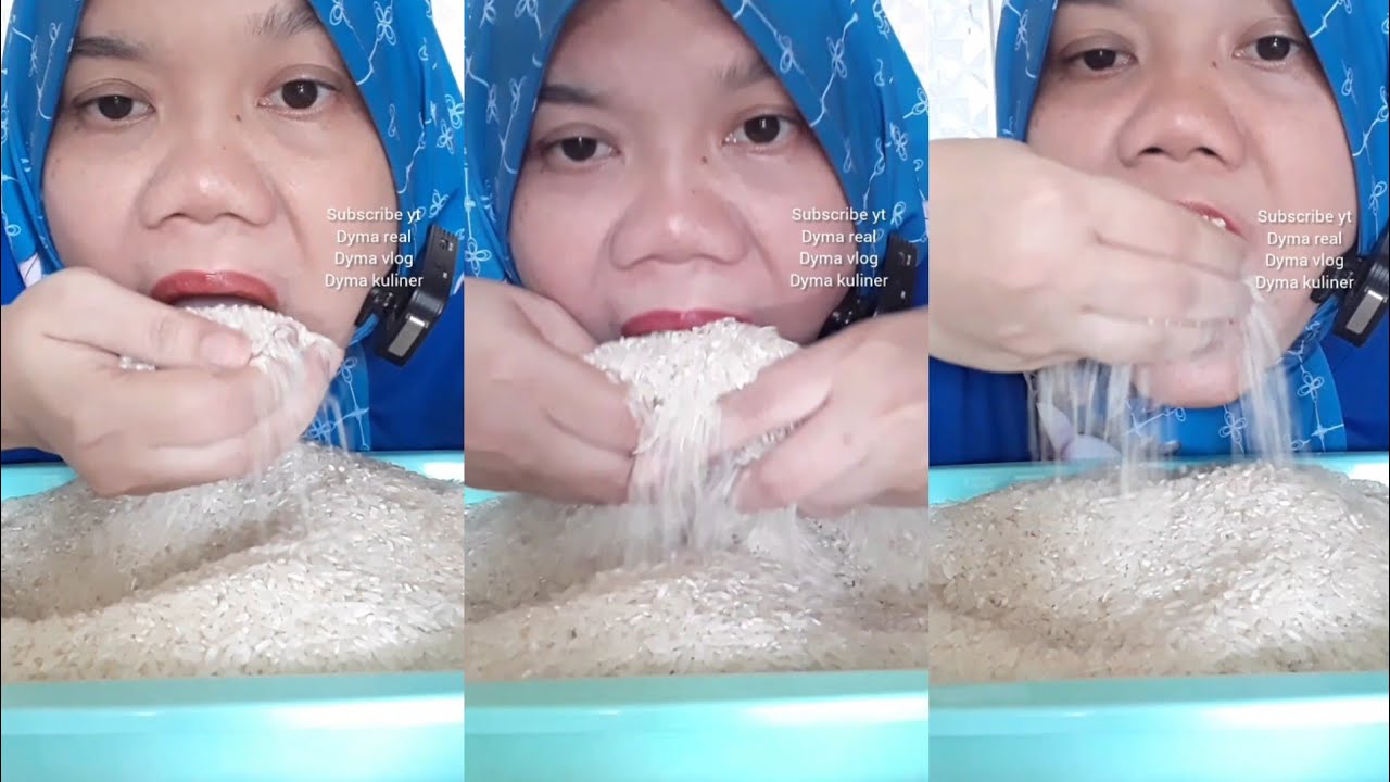 DYMA KULINER 💕ASMR RAW RICE EATING 💕Makan Beras Mentah💕#shorts #mukbang  @Dymakuliner