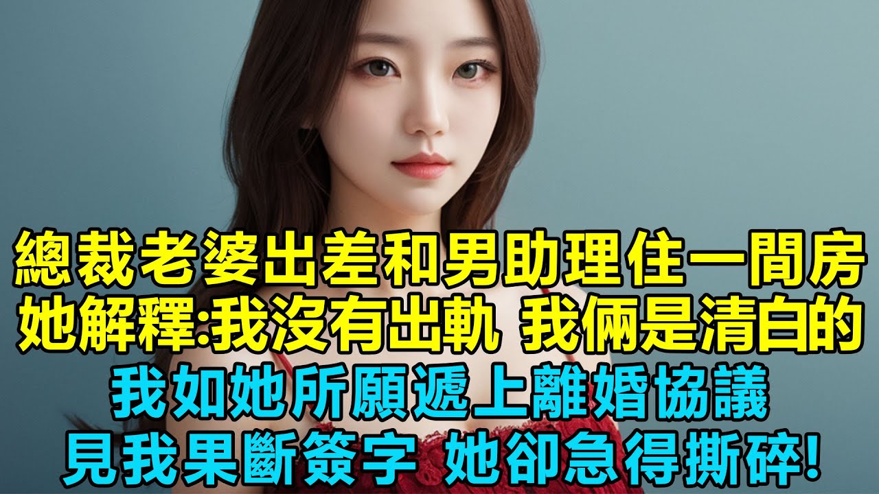 總裁老婆出差和男助理住一間房，她解釋：我沒有出軌，我倆是清白的！我如她所願遞上離婚協議，見我果斷簽字後她卻急得撕碎!