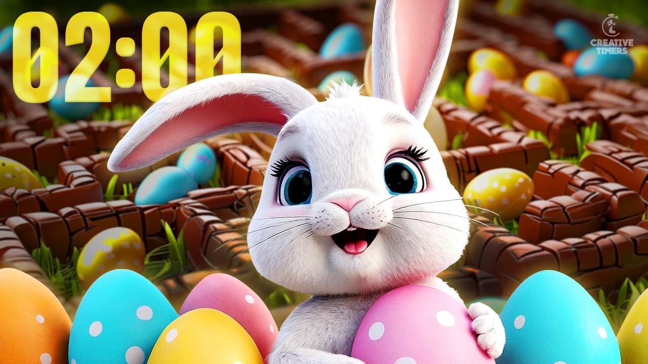 2 MINUTE Timer - Bunny MAZE Classroom Countdown with Music 🐰🥕