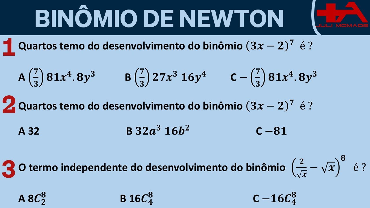 Exercícios de Binómios de Newton