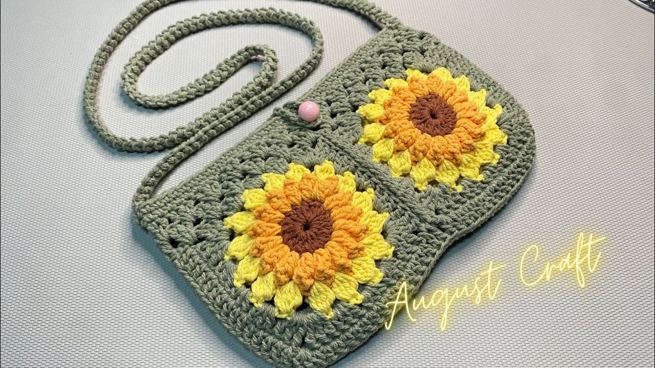 🌻🌻 How to Crochet granny square sunflower crossbody bag for summer 2023.