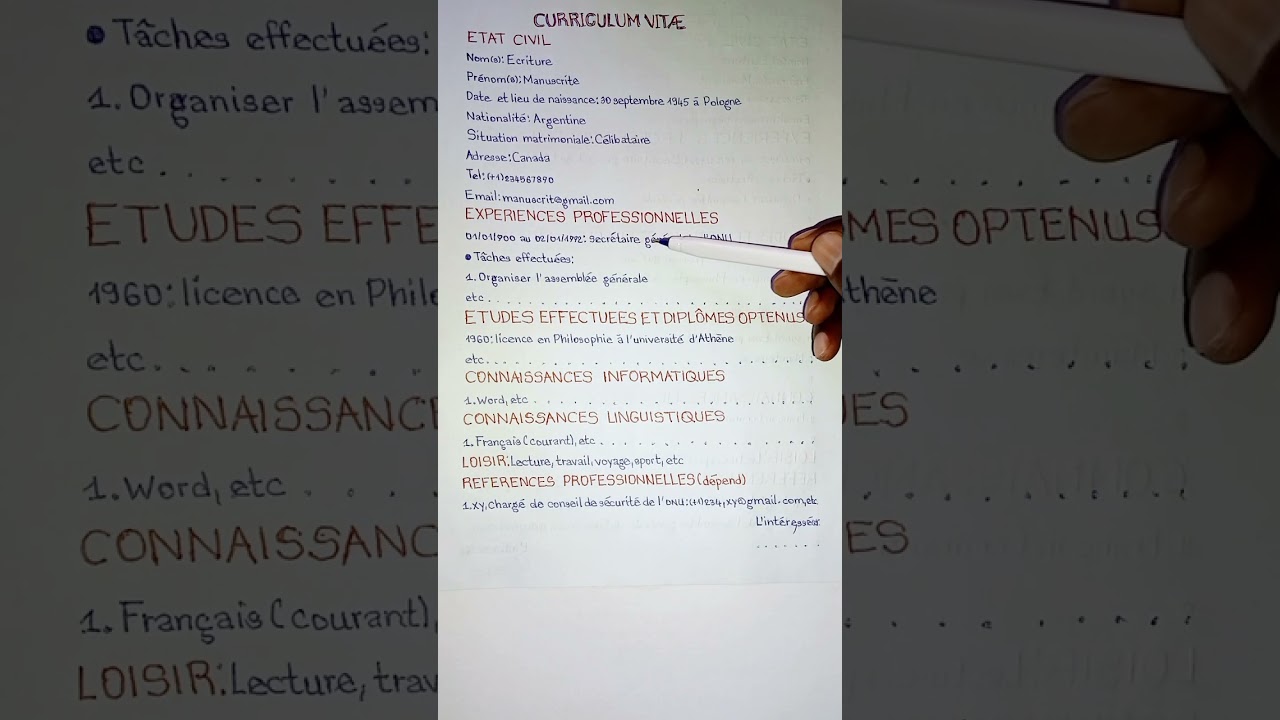 exemple d'un cv parfait ? un mod&egrave;le parmi d'autres.