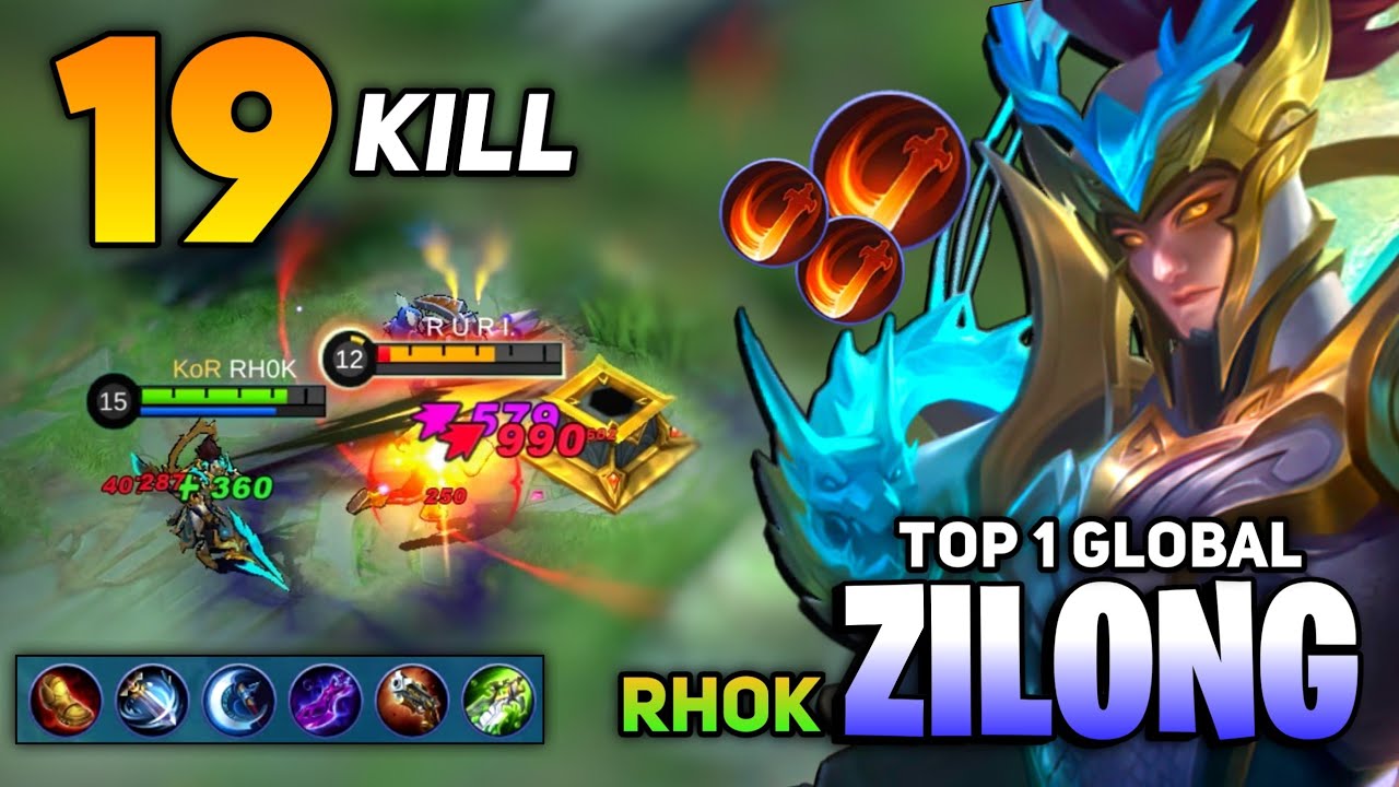 19 KILL! Zilong Offlane Monster [ Top 1 Global Zilong Best Build 2021 ] By RHOK - Mobile Legends