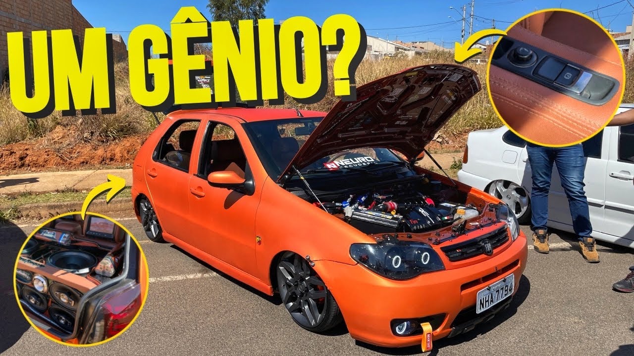 PALIO REBAIXADO COM FREIO DE MÃO DO AUDI E RETROVISOR REBATIDO NO ALARME!