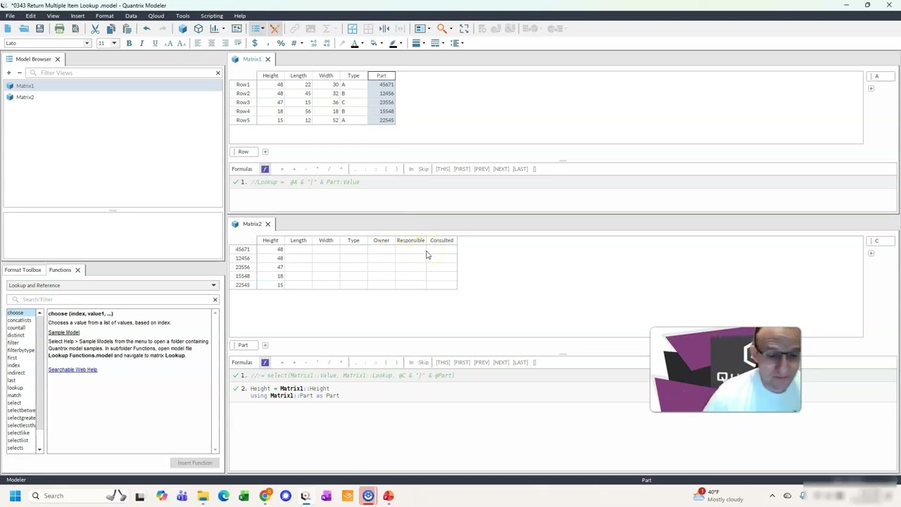 Learn Quantrix Modeler: 0343 –Return Multiple Item Lookup