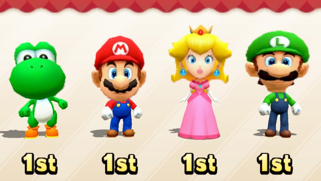 Mario Party The Top 100 All Minigames - Yoshi vs Mario vs Peach vs Luigi