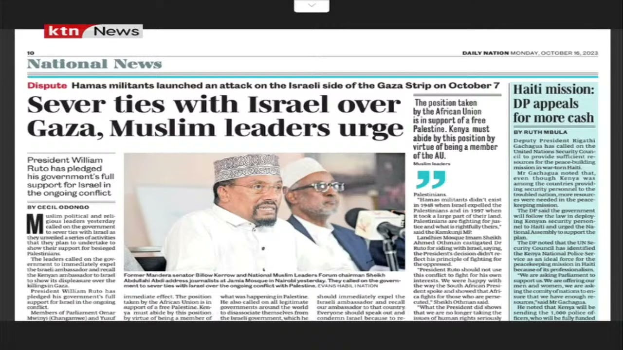 Kenya asked to support Palestine by AU nations