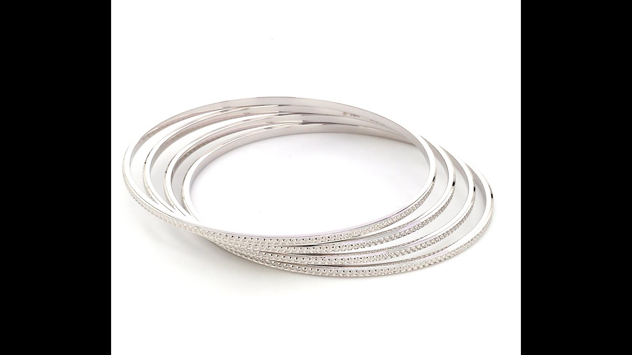 Thin Platinum Bangles with Diamond Cut SJ PTB 314-Jewelove
