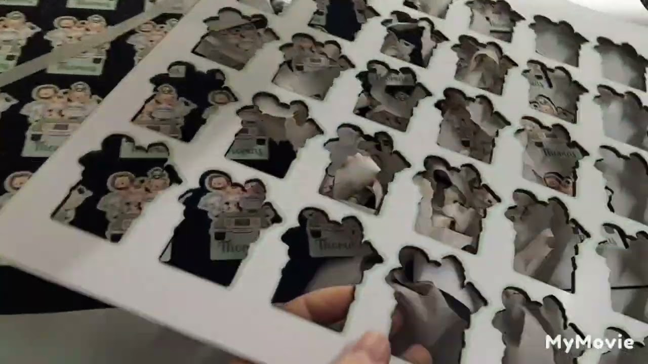 Cortando chaveiros adesivado no mdf recortado na CNC laser 100w