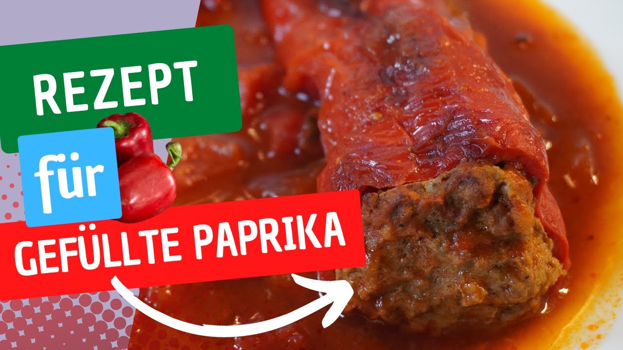 Gef&uuml;llte Paprika mit Tomaten-Zwiebel-Gem&uuml;se