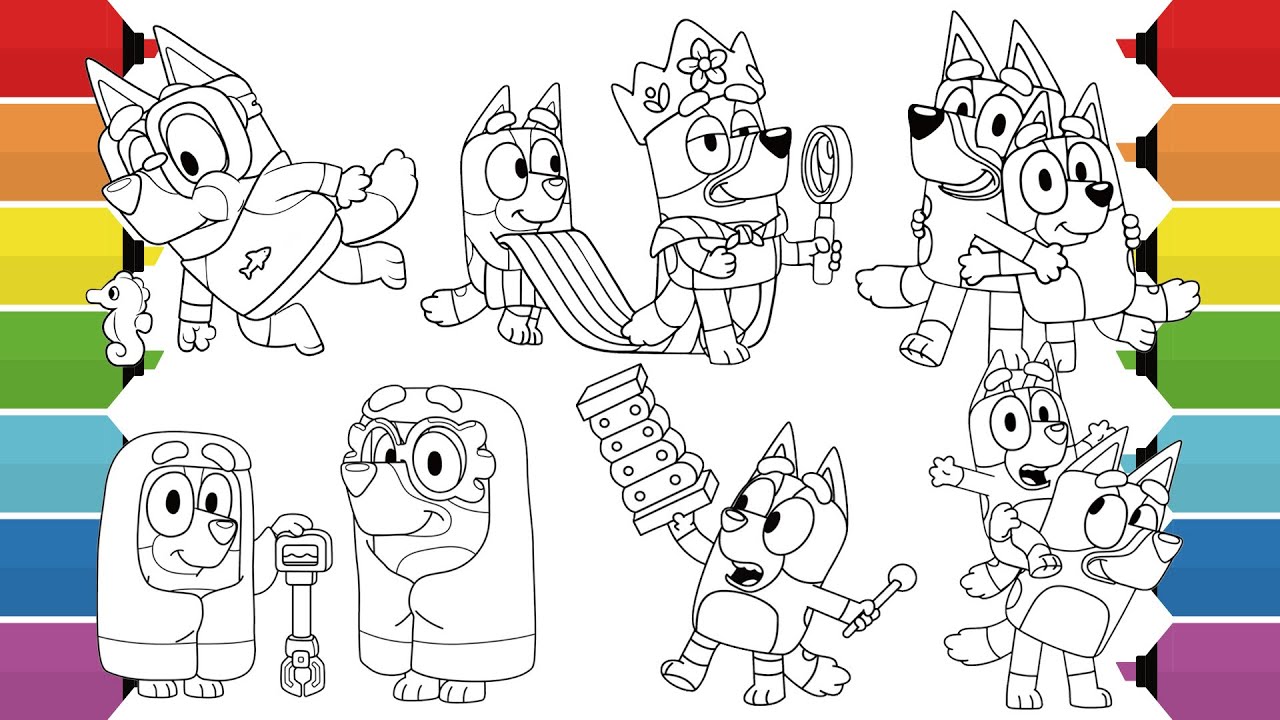 Coloring Bluey and Bingo Coloring Pages for Kids