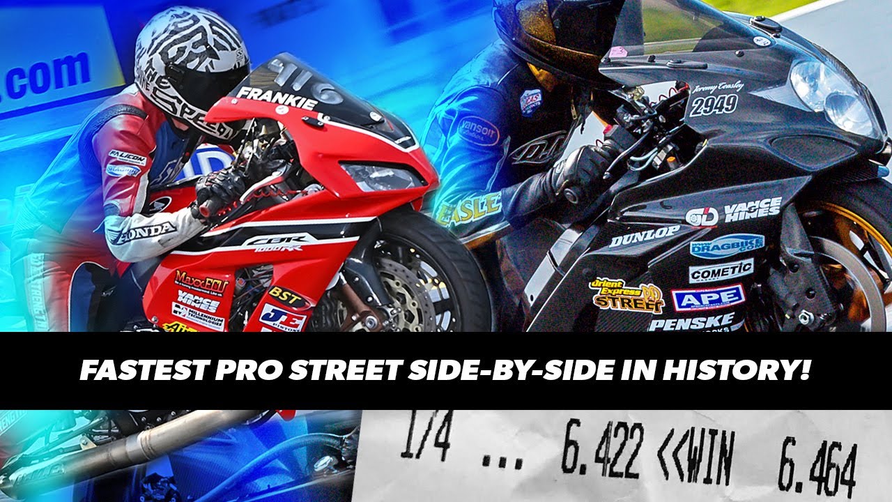 Fastest Pro Street Motorcycle Drag Bike Passes in History - 6 second Turbos - Suzuki vs Honda