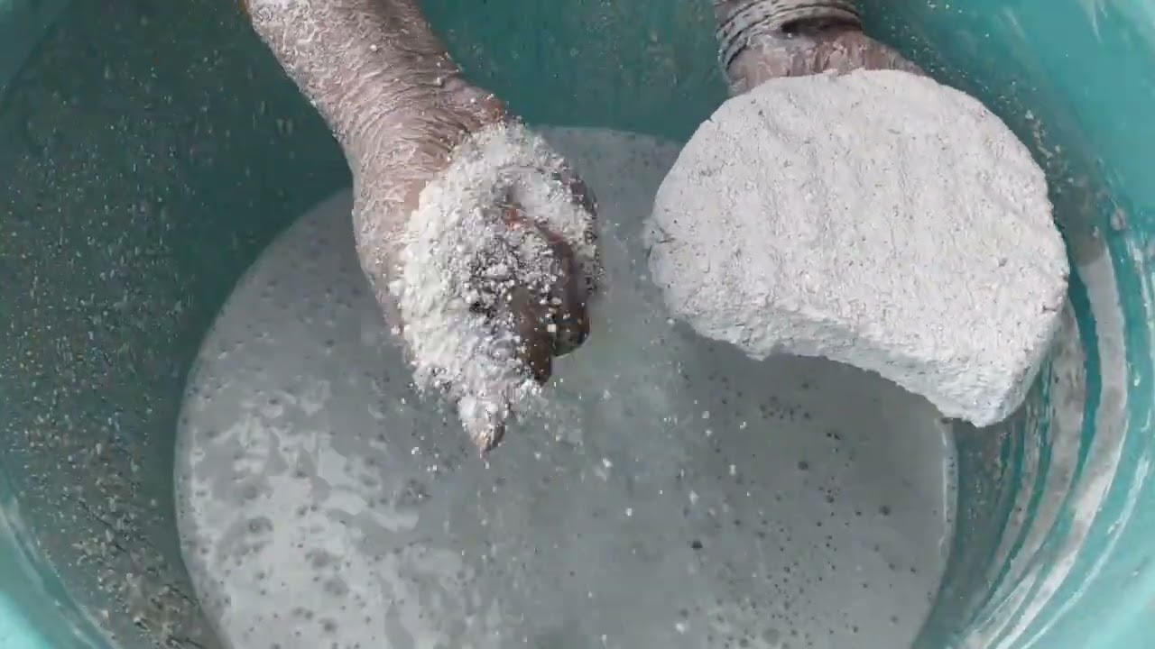 Asmr - white cement concrete crumble dry and water 💦💦