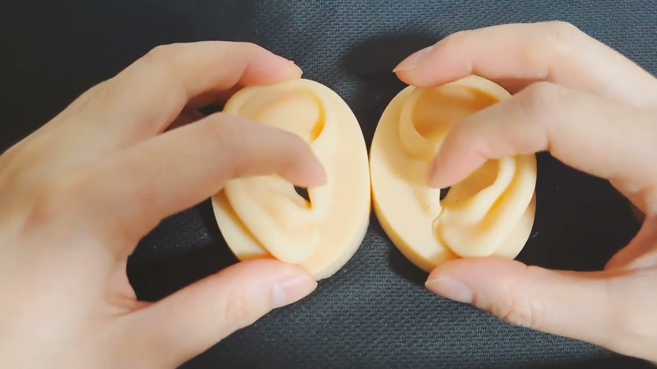 [ASMR]耳珠を素手でスクラッチしたりタッピングしたりマッサージしたりシリコン耳を雑にしばいて眠くなる/ear scratching/brain tingling[no talking]