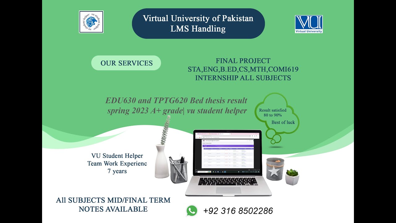 Edu630 and Tptg620 Bed thesis result spring 2023 A+ grade| vu student helper