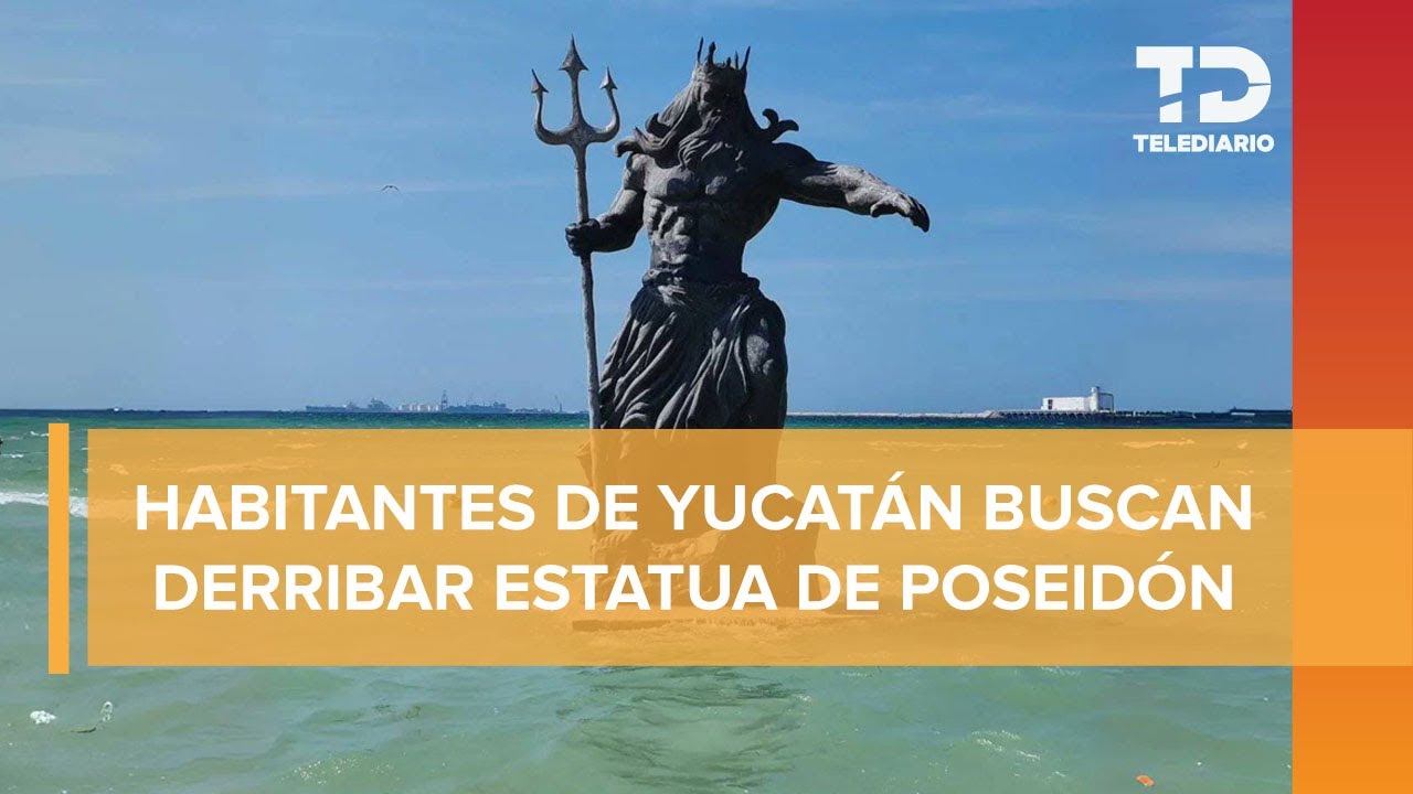 Por huracán Beryl, grupo de Facebook se organiza para “destruir” estatua de Poseidón en Yucatán