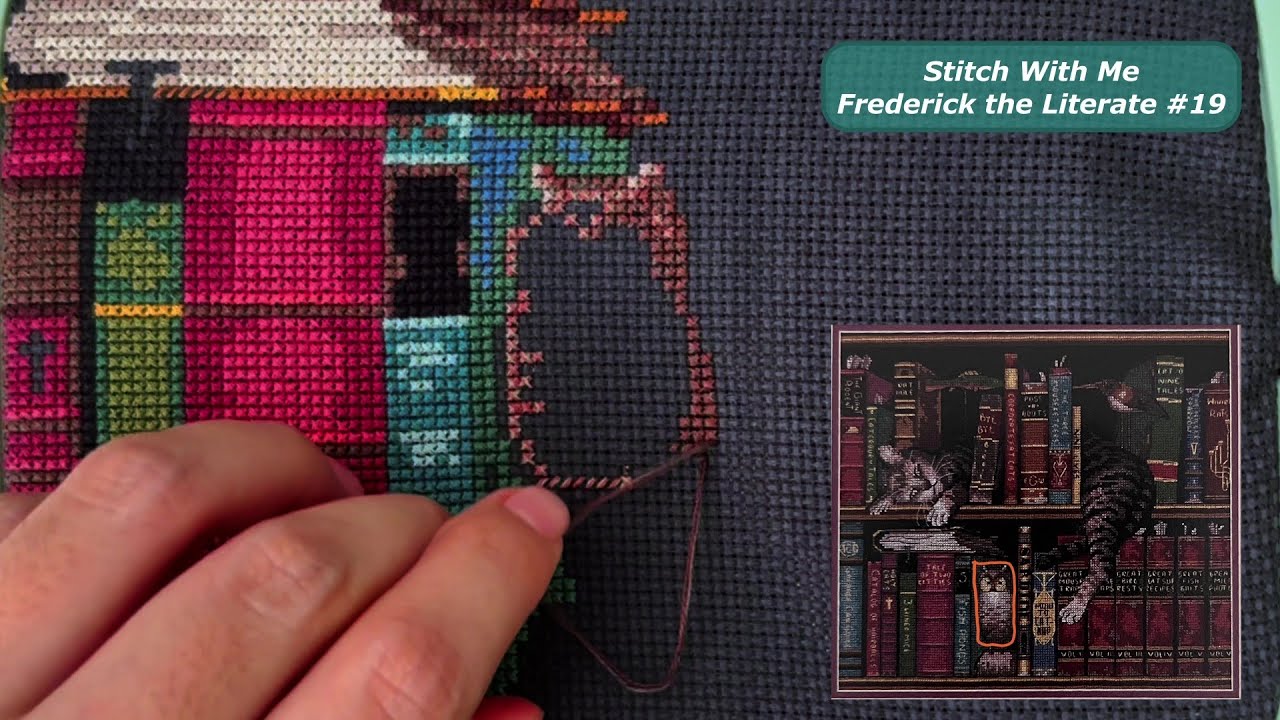 Flosstube #187 - Stitch With Me: Frederick the Literate (Part 19) [ASMR, No Talking] - The Owl