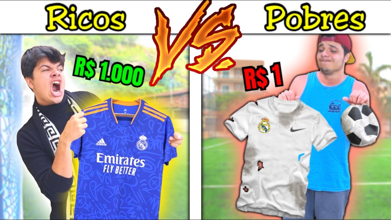 RICOS VS POBRES CAMISA DE TIME CARA X BARATA #45 (JOGANDO FUTEBOL)