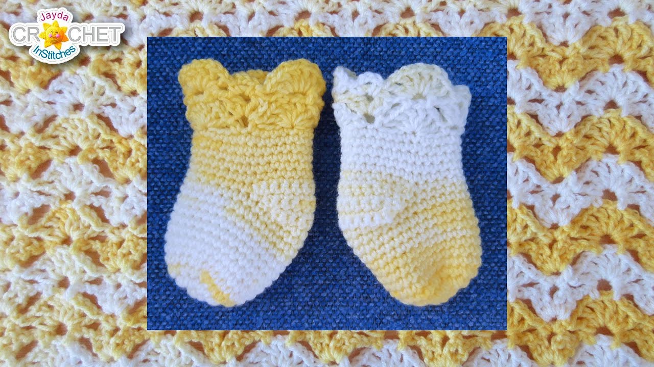 Elegant Baby Sock Booties Crochet Tutorial - Lionbrand Yarns Ice Cream Big Scoop