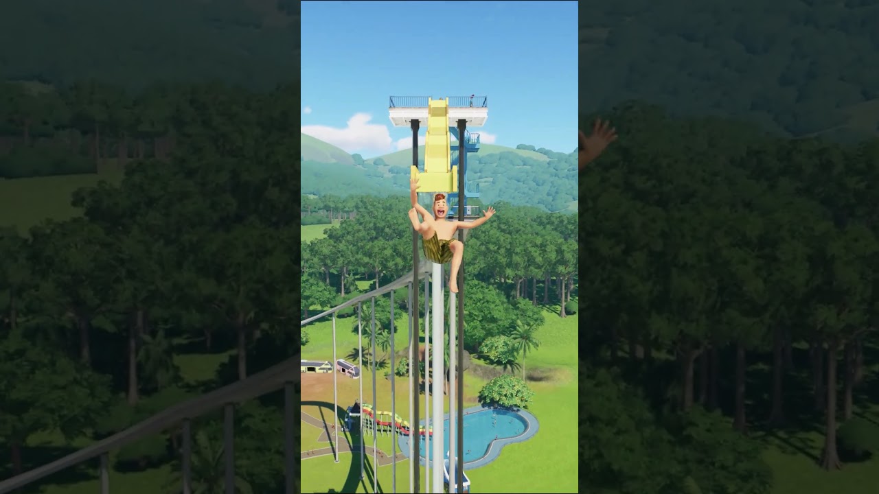 Jumping into Deadly Water Hole - Planet Coaster 2 #planetcoaster2 #waterpark #waterslide