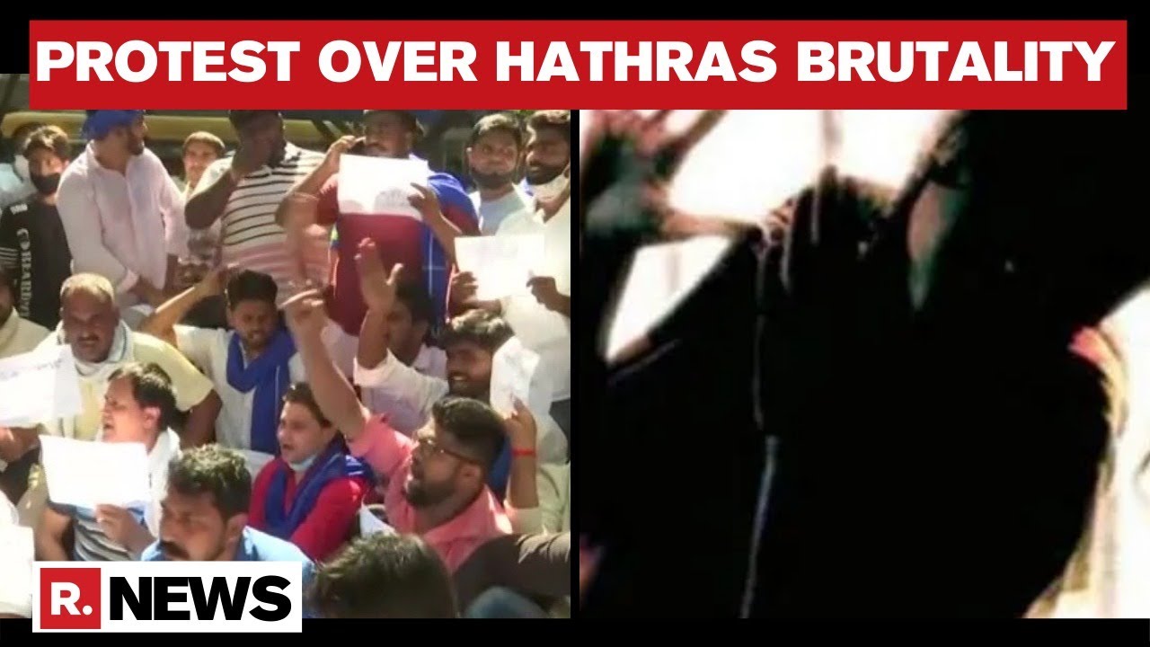 Hathras Rape Brutality: Bhim Army Stages Protest Outside Safdarjung Hospital In Delhi
