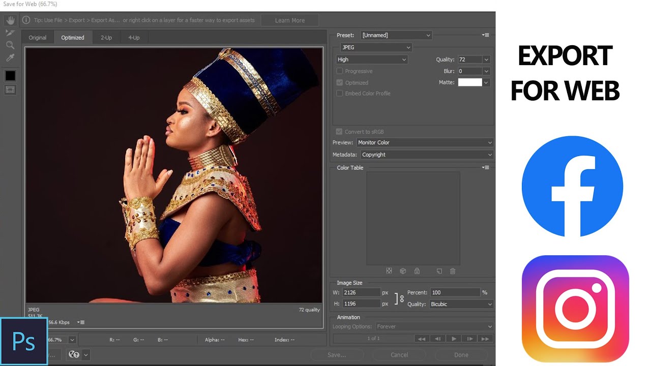 Как сохранить изображение в Photoshop | Для Instagram и Facebook