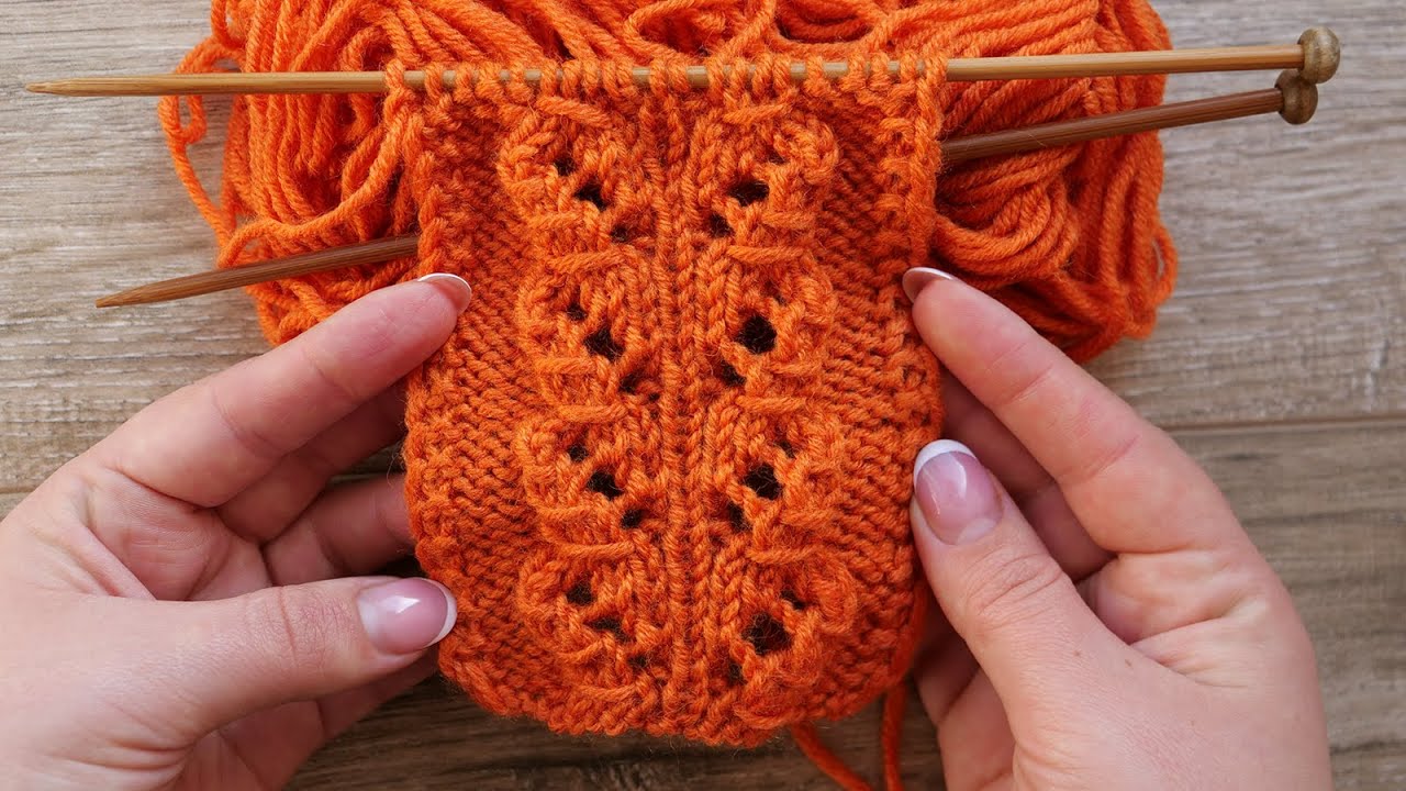 Узор «Ажурные сердечки» спицами 🧡 «Hearts» knitting pattern