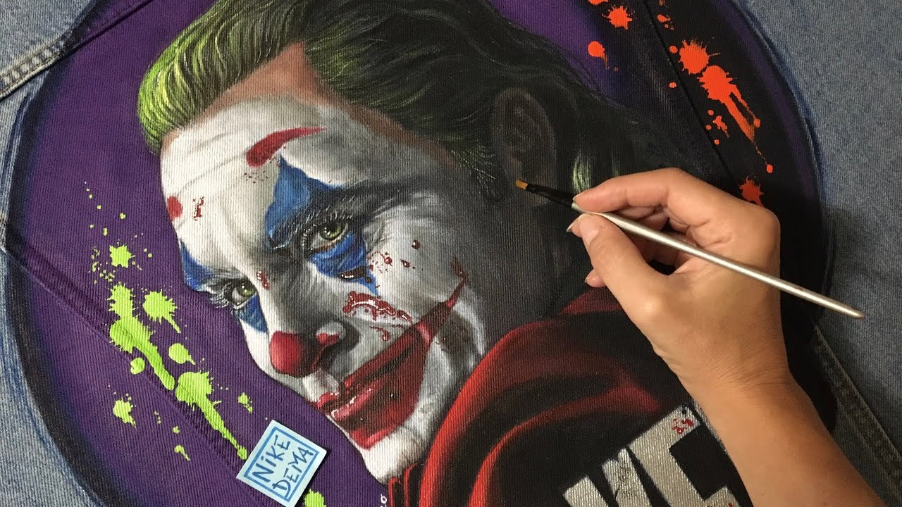 DIY JOKER ON JEANS JACKET #joker #Joaquin Phoenix #comics #DC #batman
