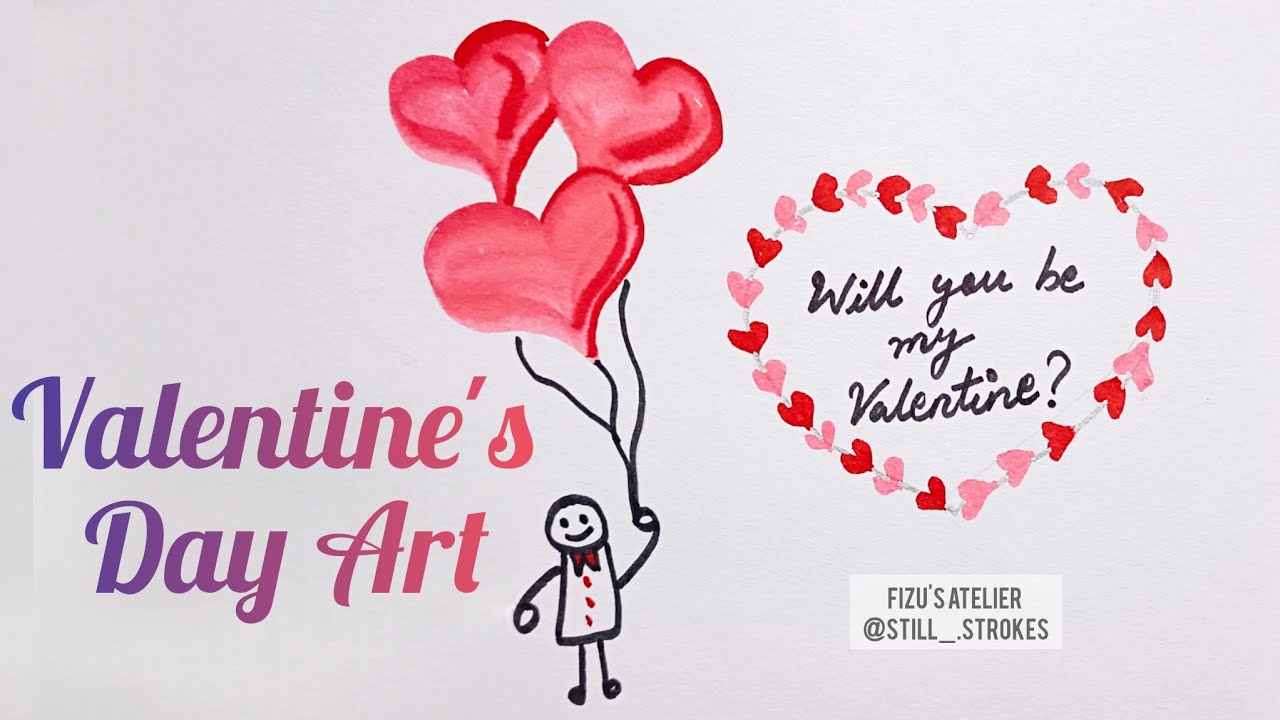 How to draw for valentines day -Easy Art using 3 colors #valentine #valentinesday #love #heart #art 