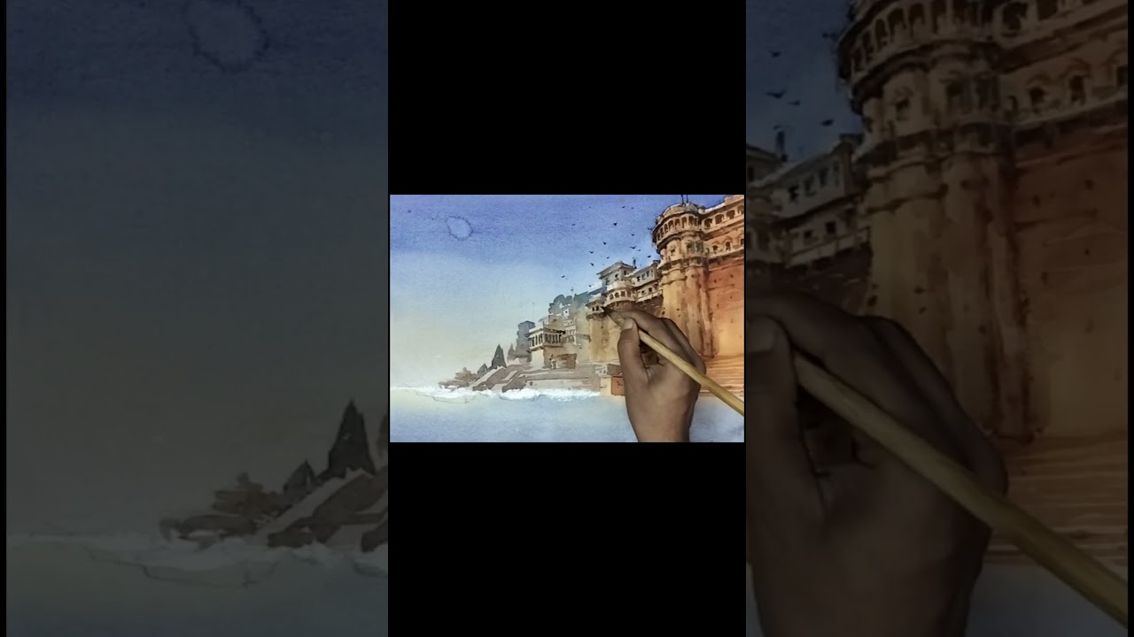 #varanasighat #watercolorpainting #shorts