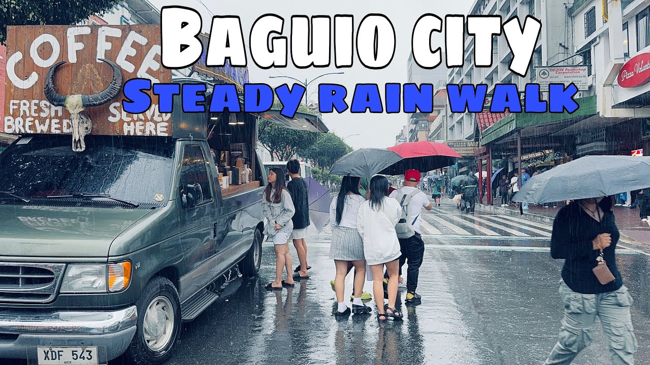 Baguio City Rainy Weekend Walk Tour 2024 | Steady Rain Walk at Session Road Baguio City Philippines