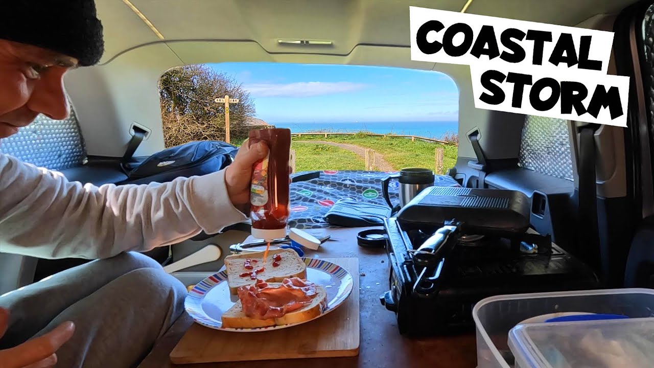 Stealth Car Camping in 70mph Winds @ Pembrokeshire