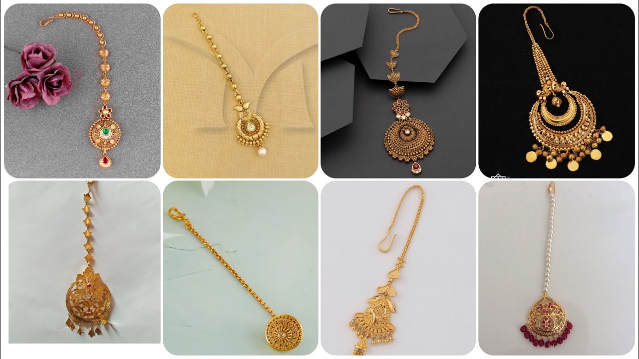 Gold maang tikka design ideas||latest light weight maang tikka design with weight ||
