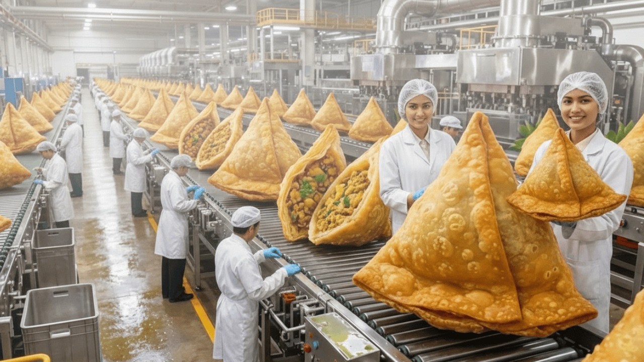 Inside a Massive Samosa Factory: How Crispy Golden Samosas Are Made (Full Process)