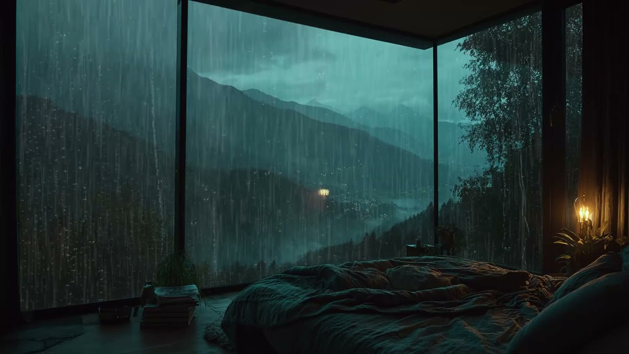 Blue Hour Rain from a Cozy Backyard 🌧️ Calm Rain Ambience for Reading, Sleep & Relax
