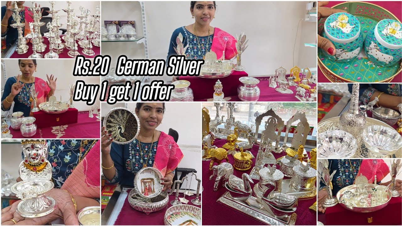 German Silver Basket Kuthuvilakku & Idols — Buy 1 Get 1 FREE  ₹20 💫  Pooja Items Lowest Price Online