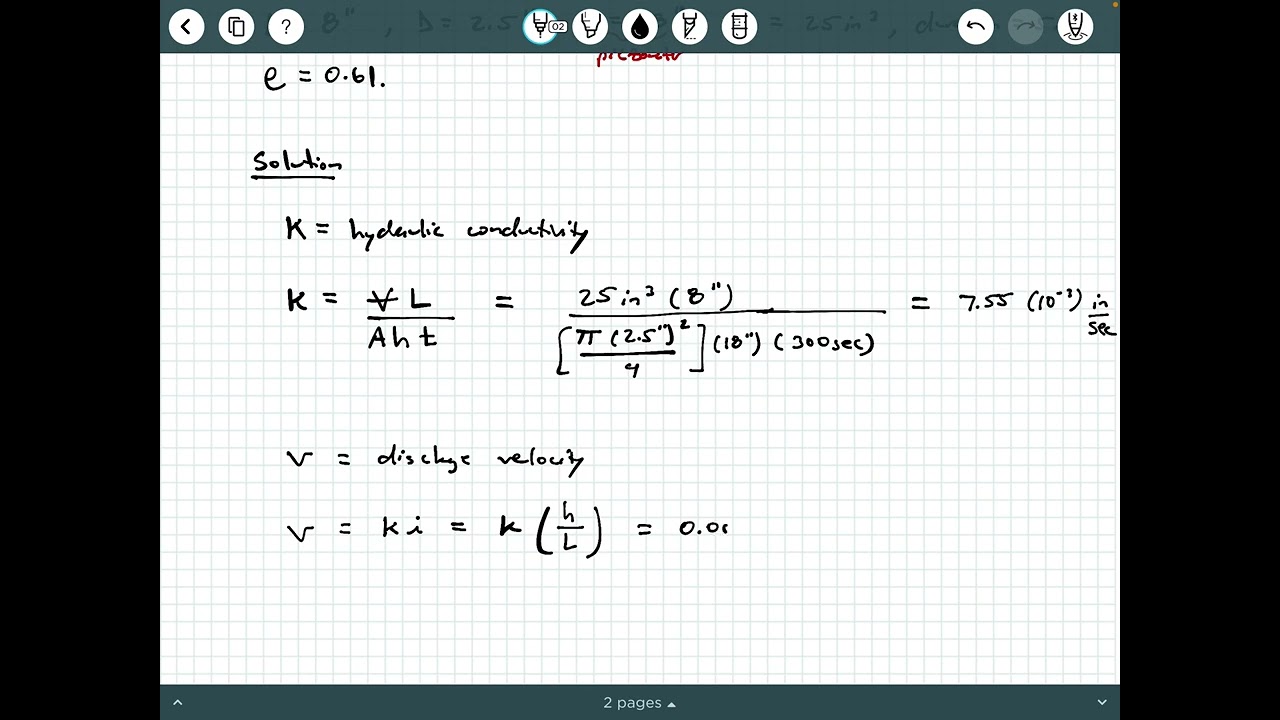 Constant Head Permeability Test Example