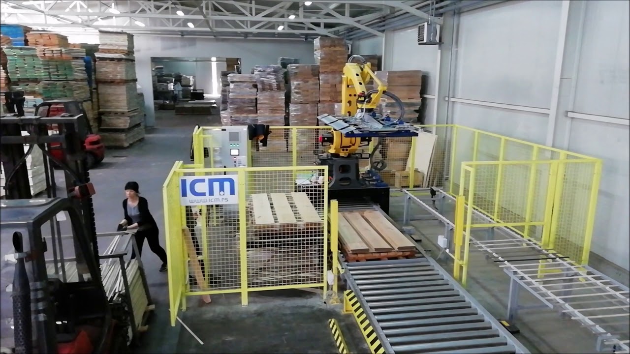 Robotic Palletising/Depalletising of Wooden Lamellas/Veneers and Sticks- Video of Depalletising Only