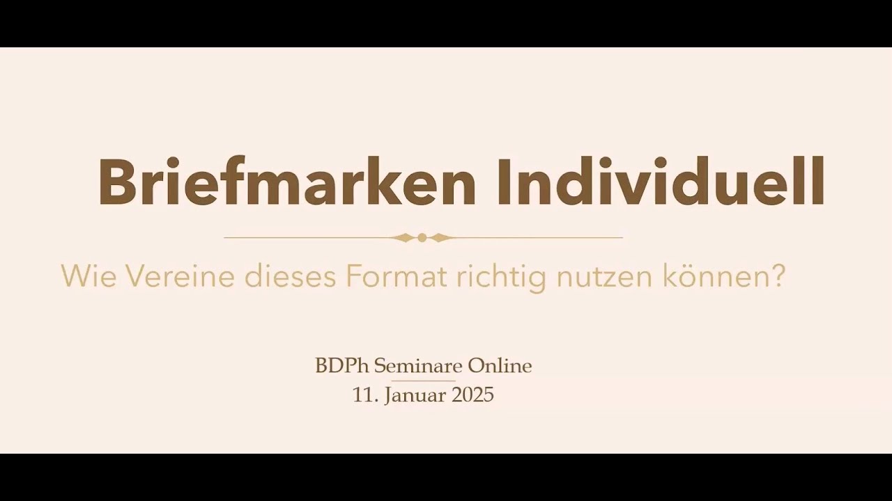 Eric Scherer: Briefmarken Individuell - Wie Vereine dieses Format richtig nutzen können? - BDPh