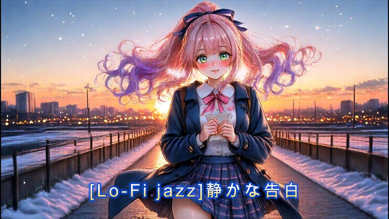 【Lo-Fi jazz】【作業用BGM】静かな告白｜70年代レトロジャズ × 美少女イラスト × 癒しのローファイ｜レコード質感のチルサウンド・1時間ロングVer.