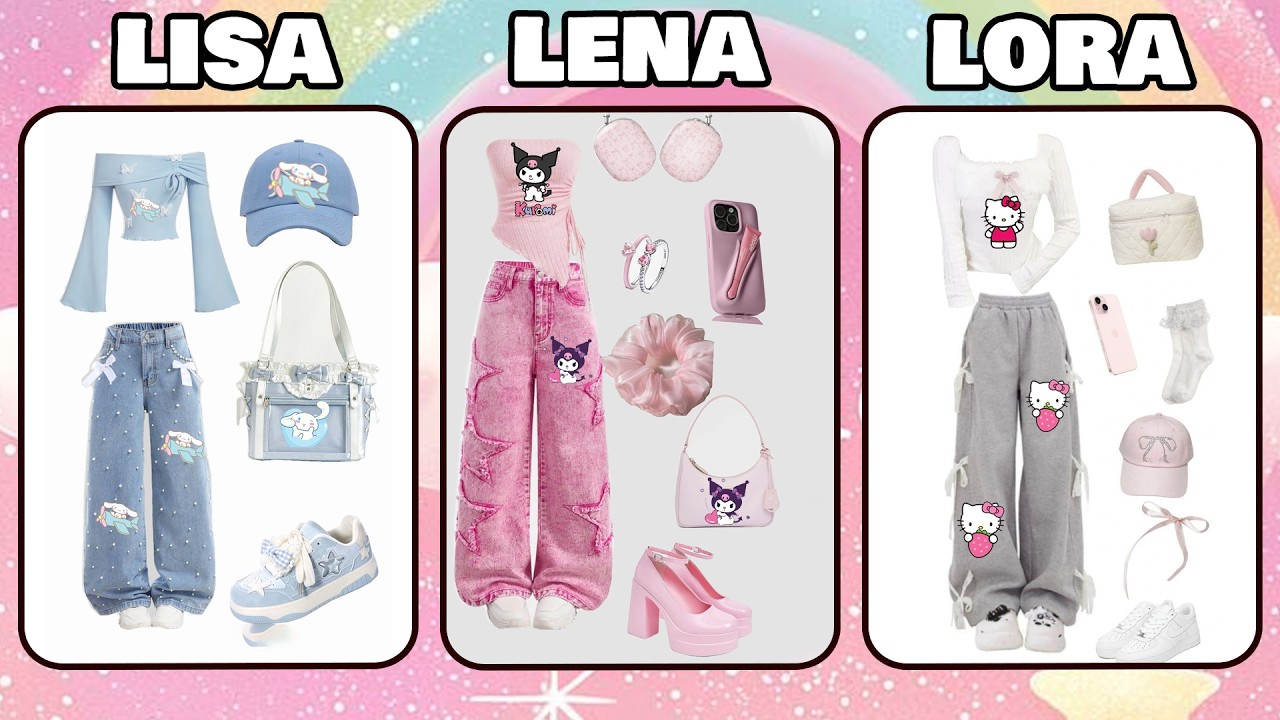 Lisa vs Lena vs Lora  Ultimate Fashion Choice Challenge 💄 #lisaorlena #beautyquiz #chooseone