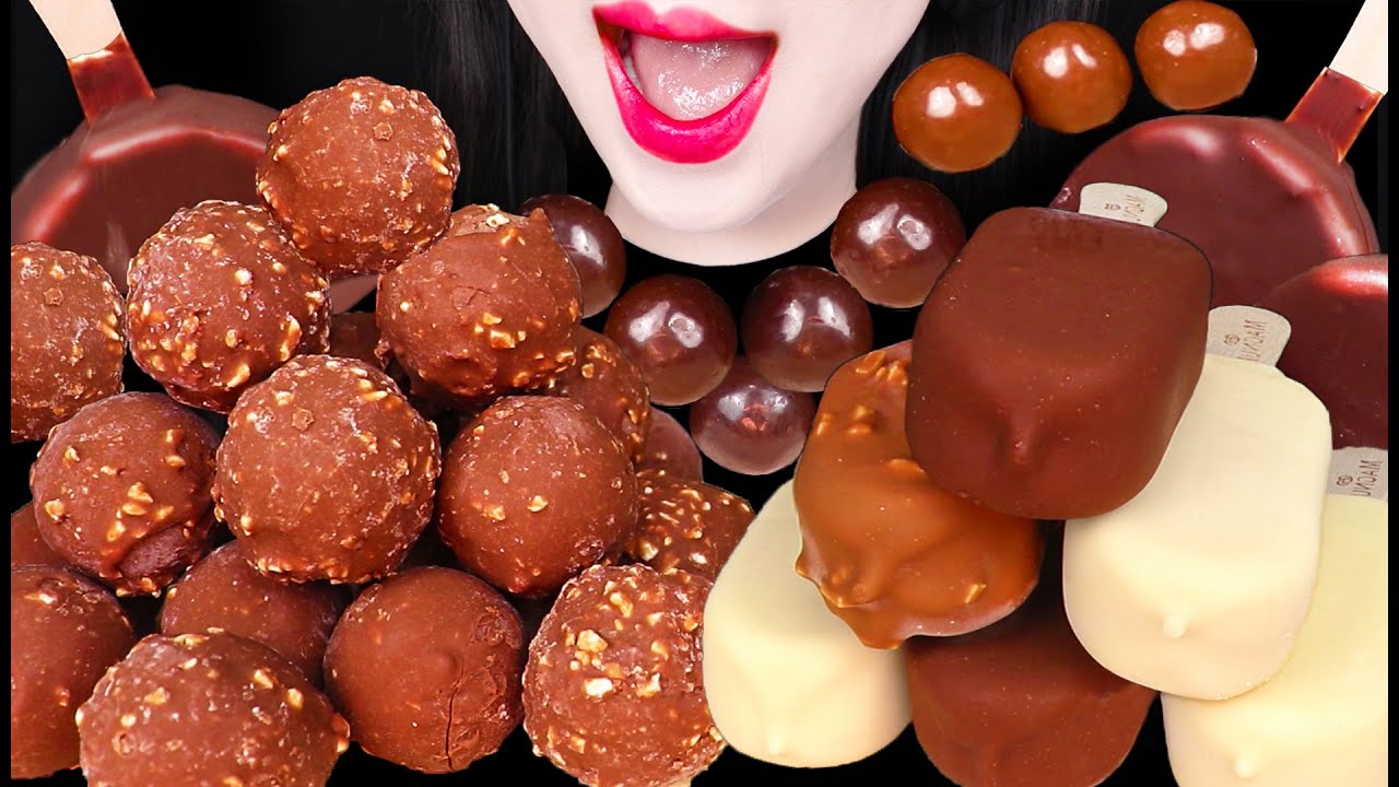 ASMR CRUNCHY CHOCOLATE ICE CREAM 초콜릿 아이스크림 먹방 MUKBANG, EATING