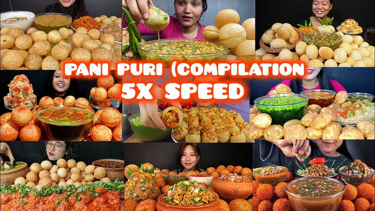 ASMR: Eating Spicy Pani Puri eating challenge 😋 golgappa eating Mukbang 😍 compilation 5x speed 