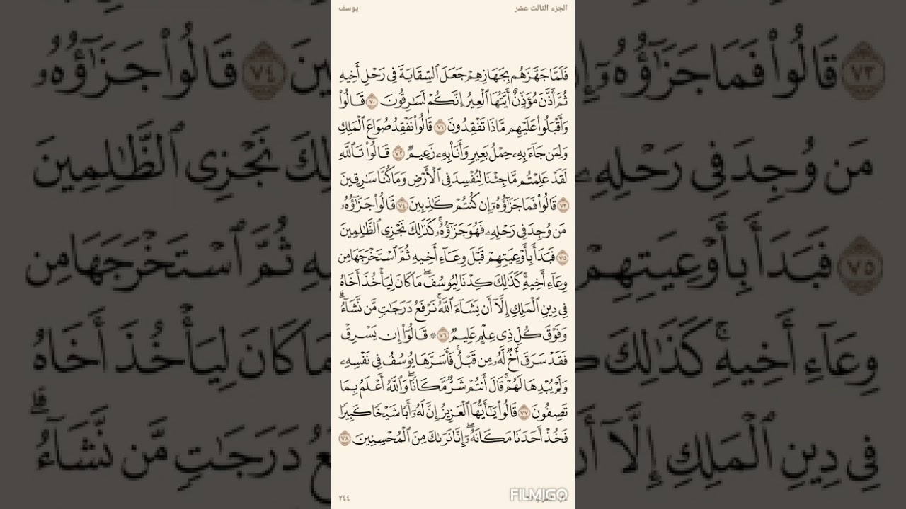 تفسير السعدي صفحة 244 سورة يوسف (70) الى الاية (78)