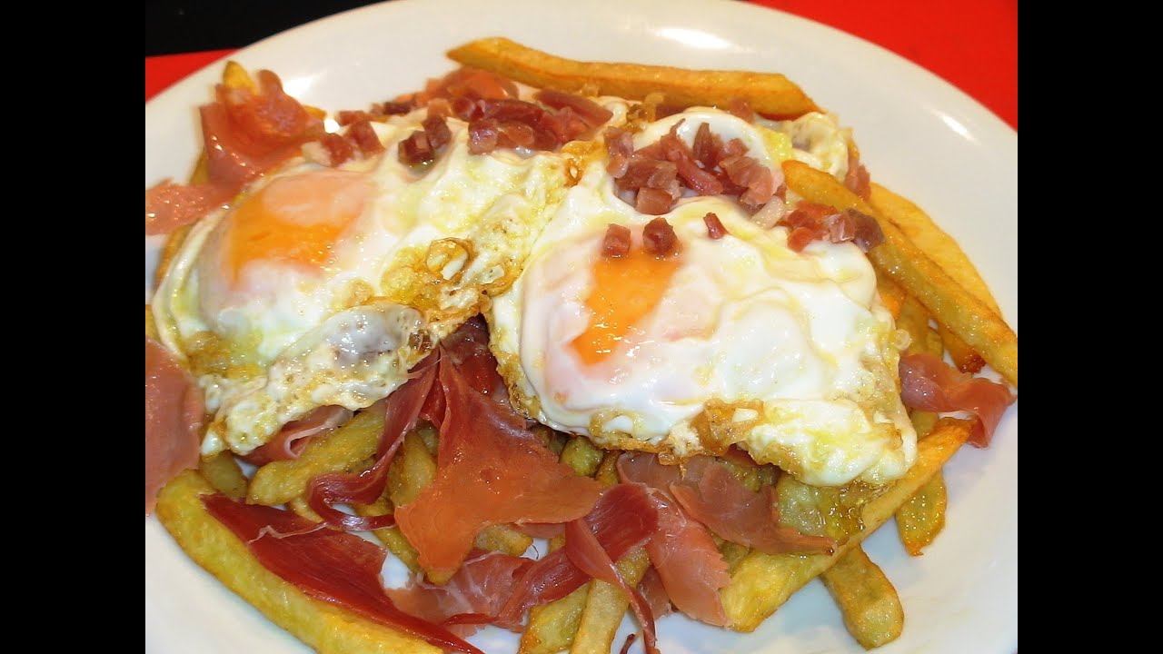 Receta Huevos rotos con jamón - Recetas de cocina, paso a paso, tutorial. Loli Domínguez