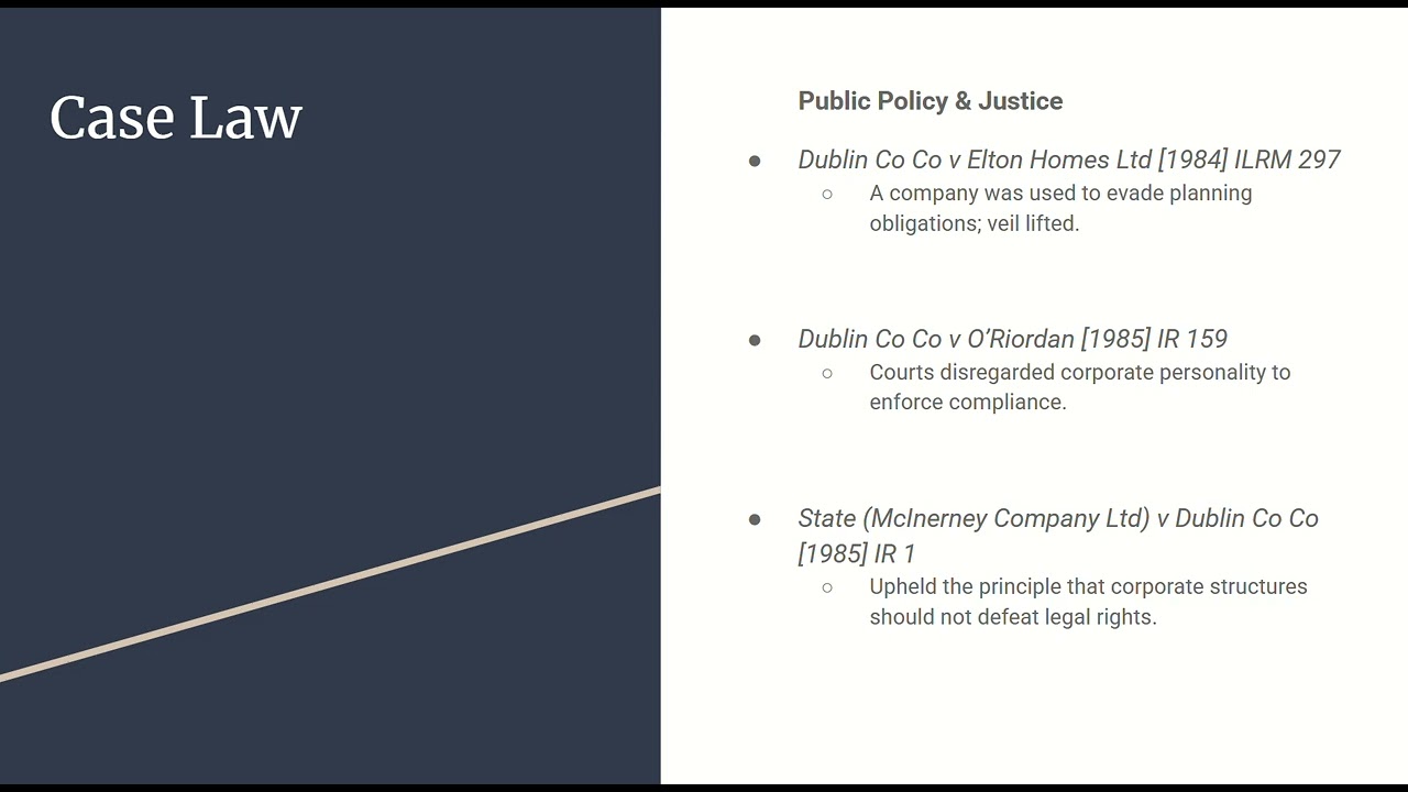 Irish Company Law: Lifting the corporate veil.