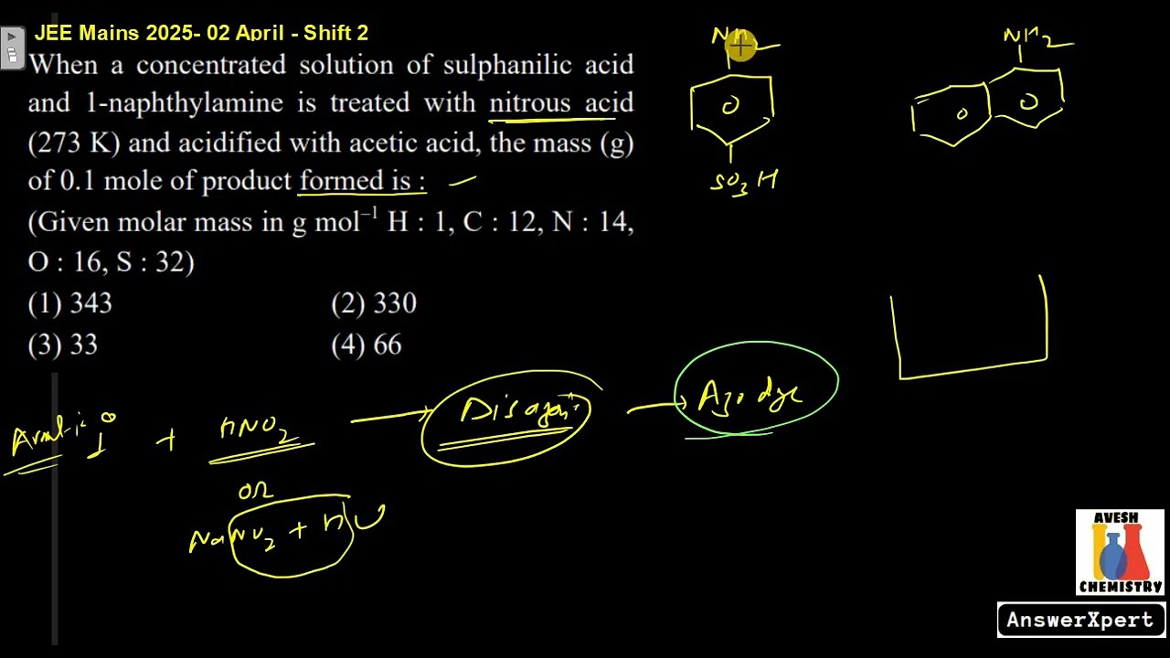 When a concentrated solution of sulphanilic acid and 1-naphthylamine is treated with nitrous acid (2