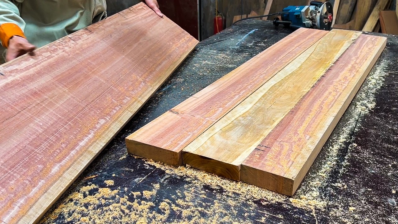 Let's See This Guy Make a Vintage Table Using Eucalyptus Wood- Beautiful Red Wood Table