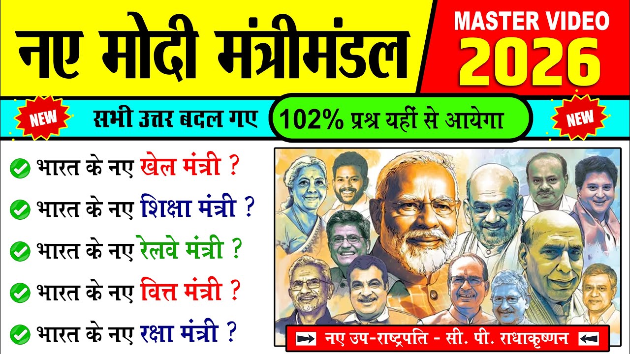मोदी मंत्रीमंडल 2026 current affairs | modi mantrimandal 2026 | modi cabinet minister 2026 GK