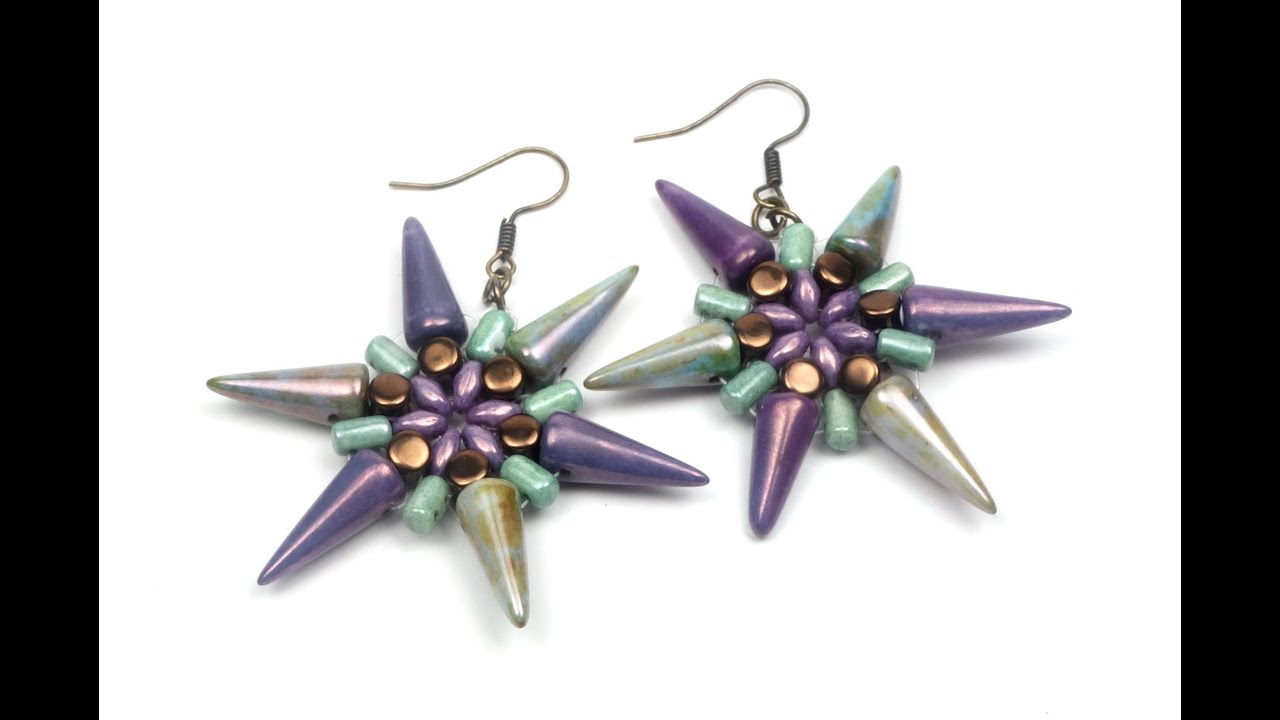 Schmuck selber machen: Ohrringe aus Spike Beads, Rulla, Superduo und Pellet Beads.